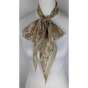 Vtge  100% fine Silk 90's Y2K skinny scarf 60 x7"art nouveau style